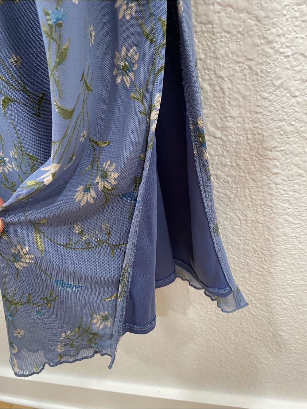 Thirty Thirty LA Blue Floral Mesh Midi Dress L Fairycore Y2K 90’s Inspired Slip - Picture 4 of 10